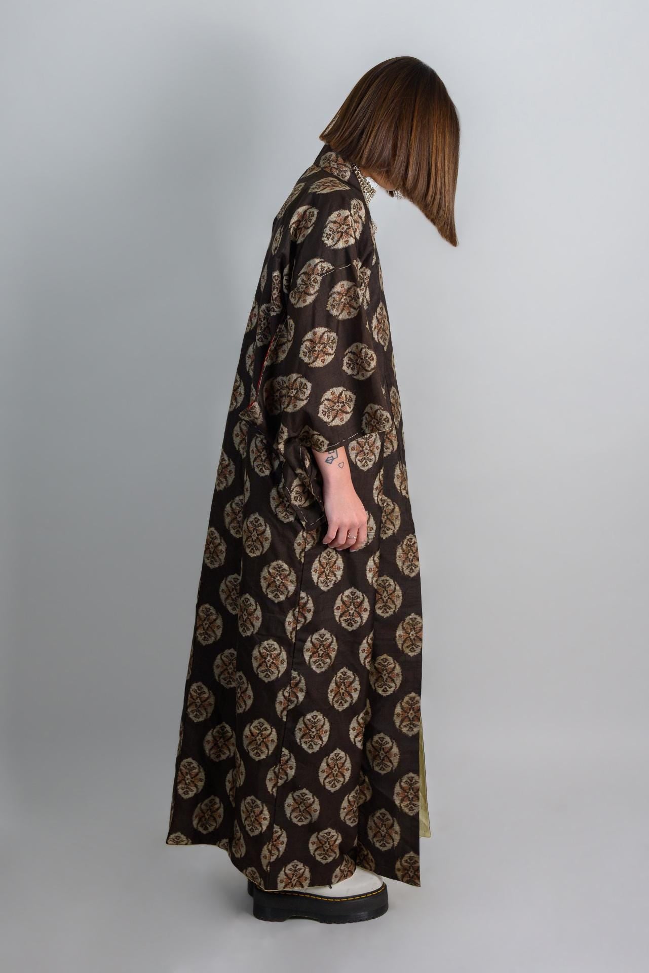 Floral Medallion Silk Kimono Robe | Handmade Japanese Clothing