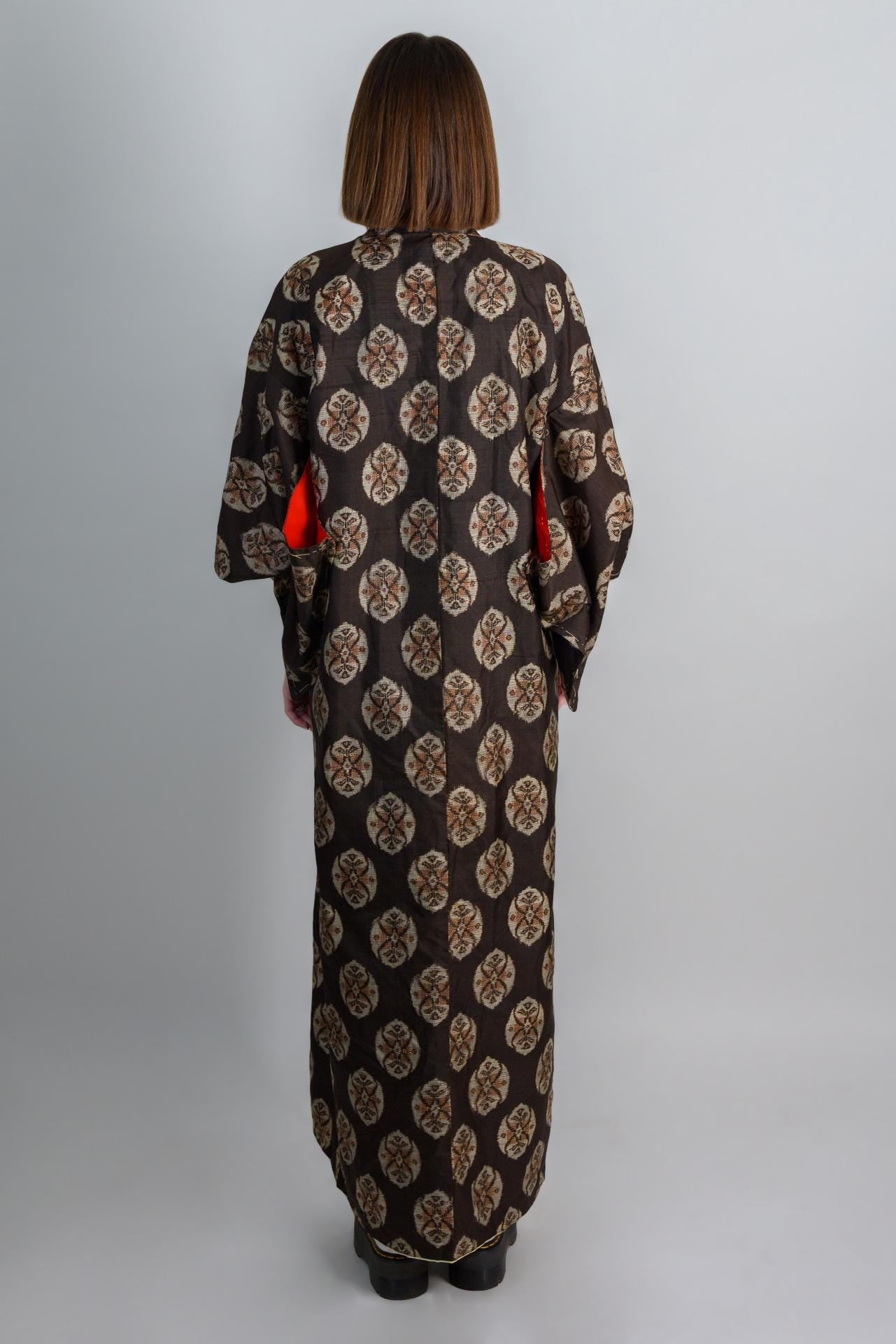 Floral Medallion Silk Kimono Robe | Handmade Japanese Clothing