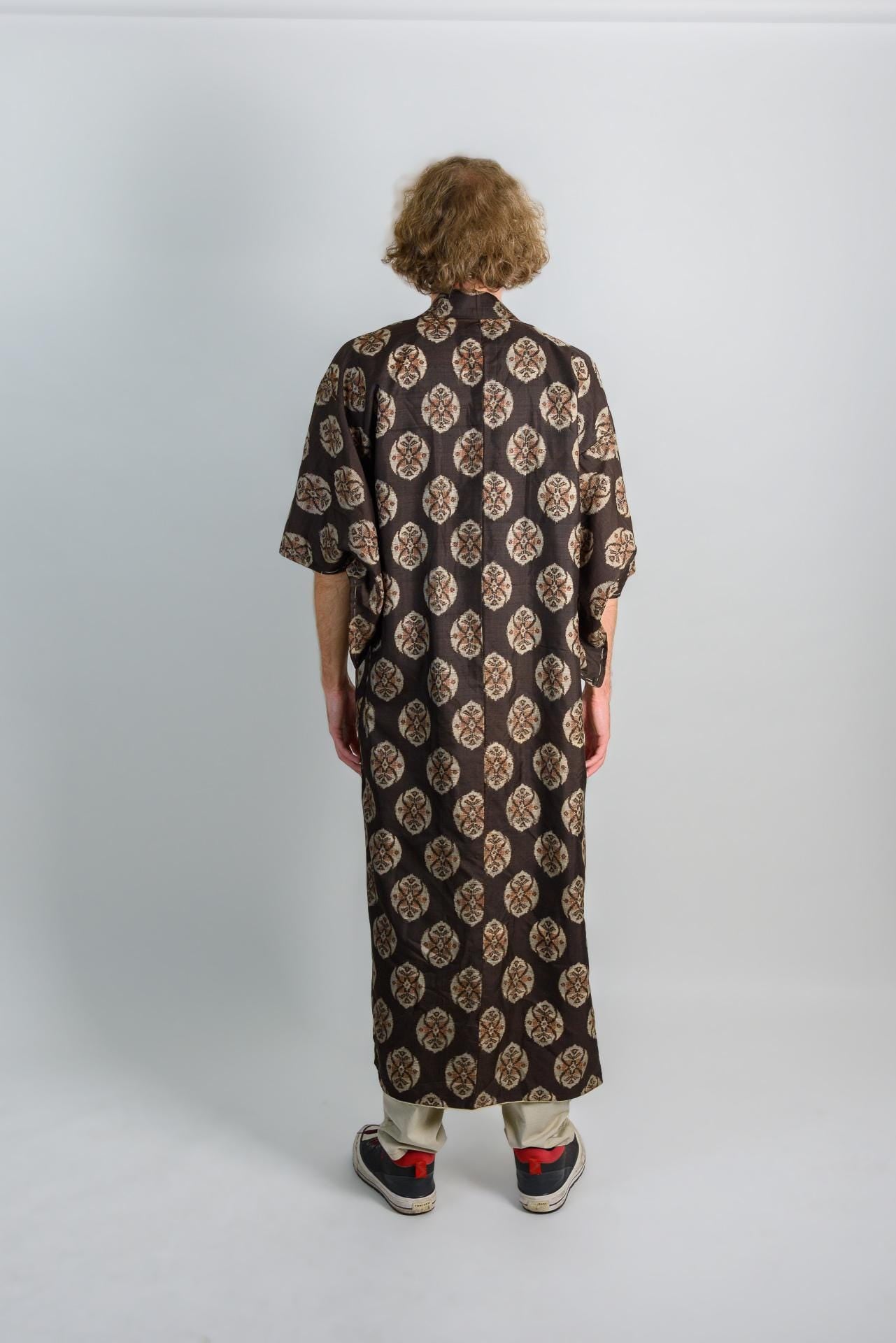 Floral Medallion Silk Kimono Robe | Handmade Japanese Clothing