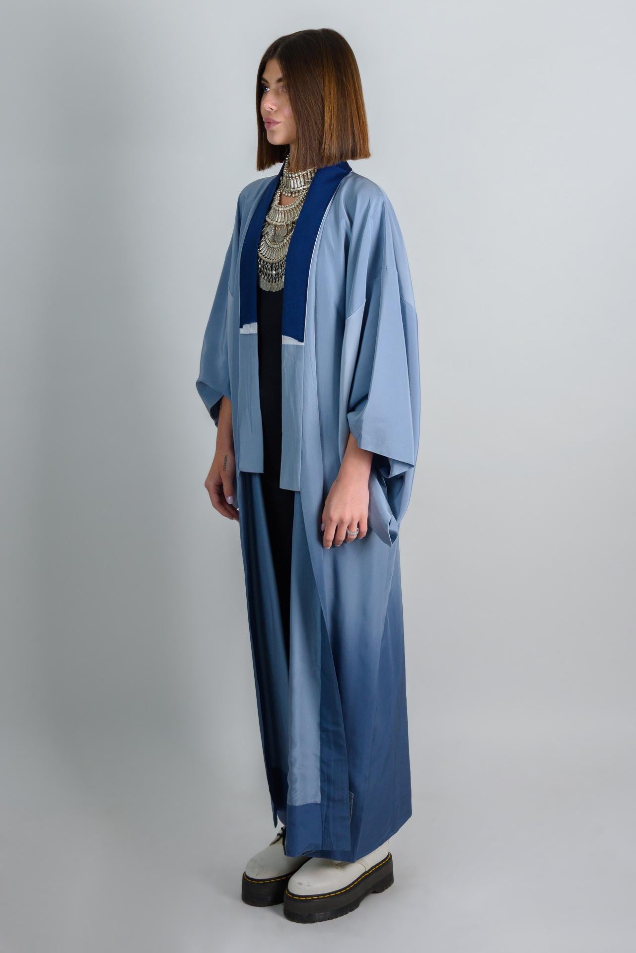Handmade Silk Kimono Robe | Ukiyo-e Mount Fuji Print, Japanese Clothing