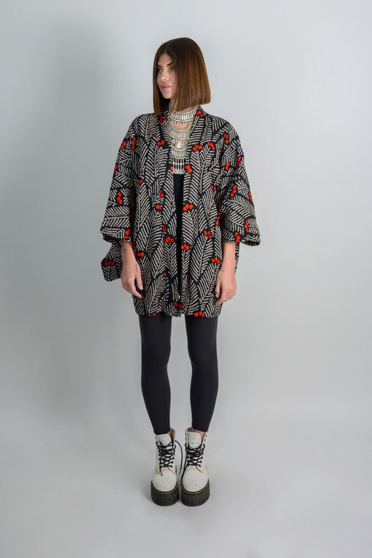 FIREWOOD FOREST WITCH|vintage kimono|boho jacket|haori coat|japanese clothing|festival outfit|dark mori|spiritual wear