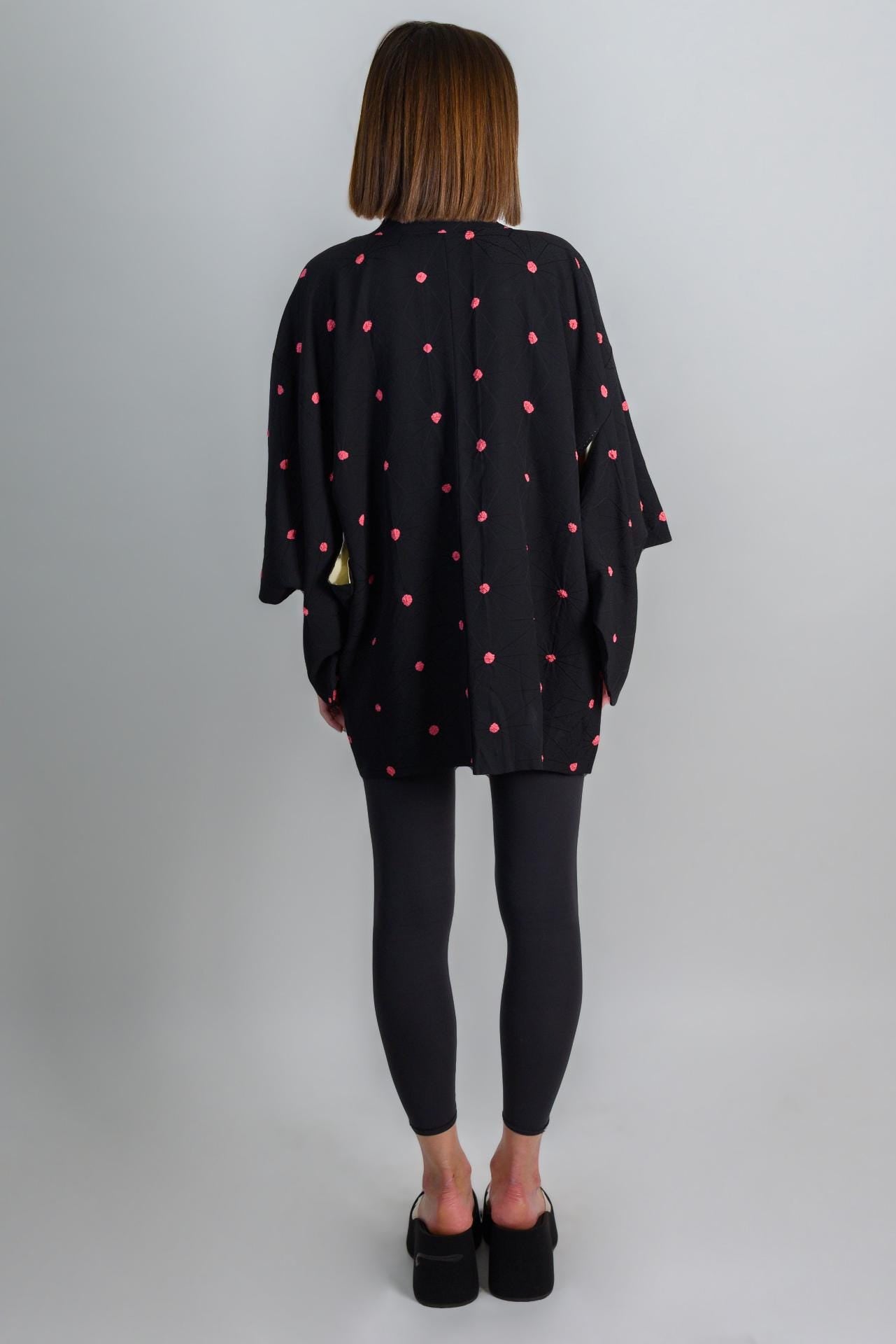 STRAWBERRY NIGHT ORACLE|silk kimono|haori jacket|boho robe|festival outfit|witchy clothing|dark academia|japanese fashion